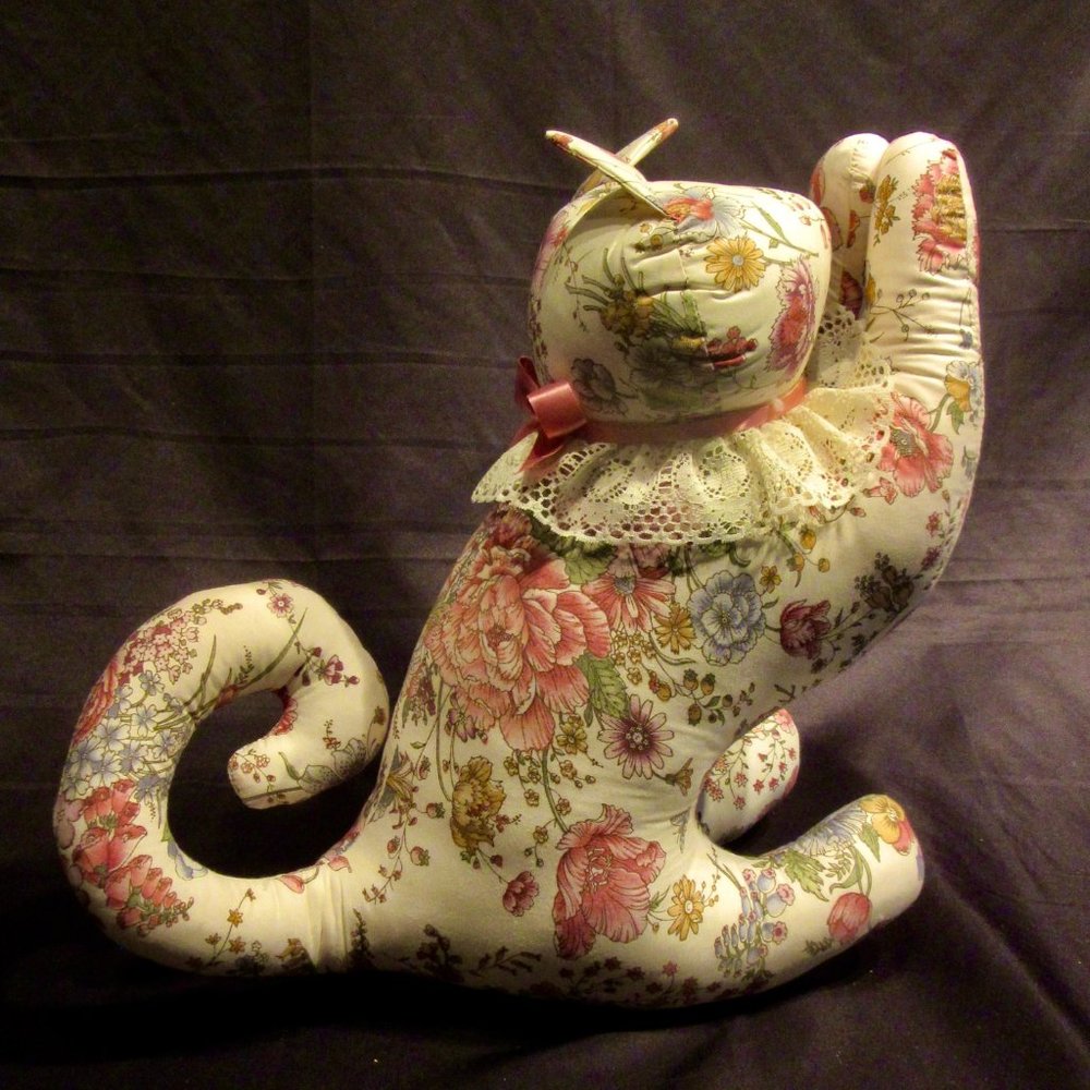 Floral Fabric Cat Door Stop #2